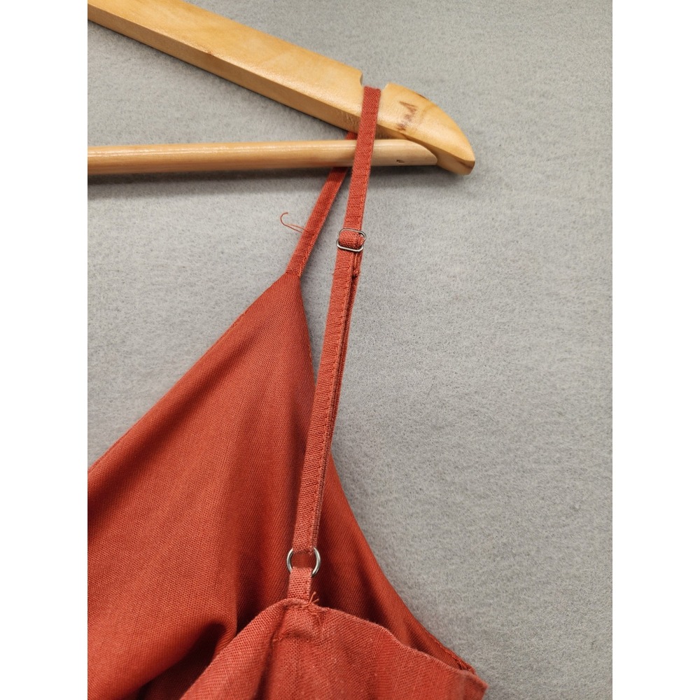 Jessica Simpson Terracotta Linen Blend Tiered Midi Dress Cutout Back Bow Medium - Picture 9 of 11
